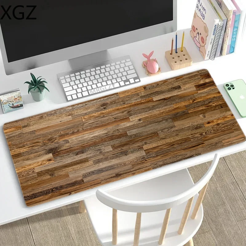 New 90X40cm high-end simple wood grain texture mouse pad large table pad non-slip washable edge suitable for office and home use