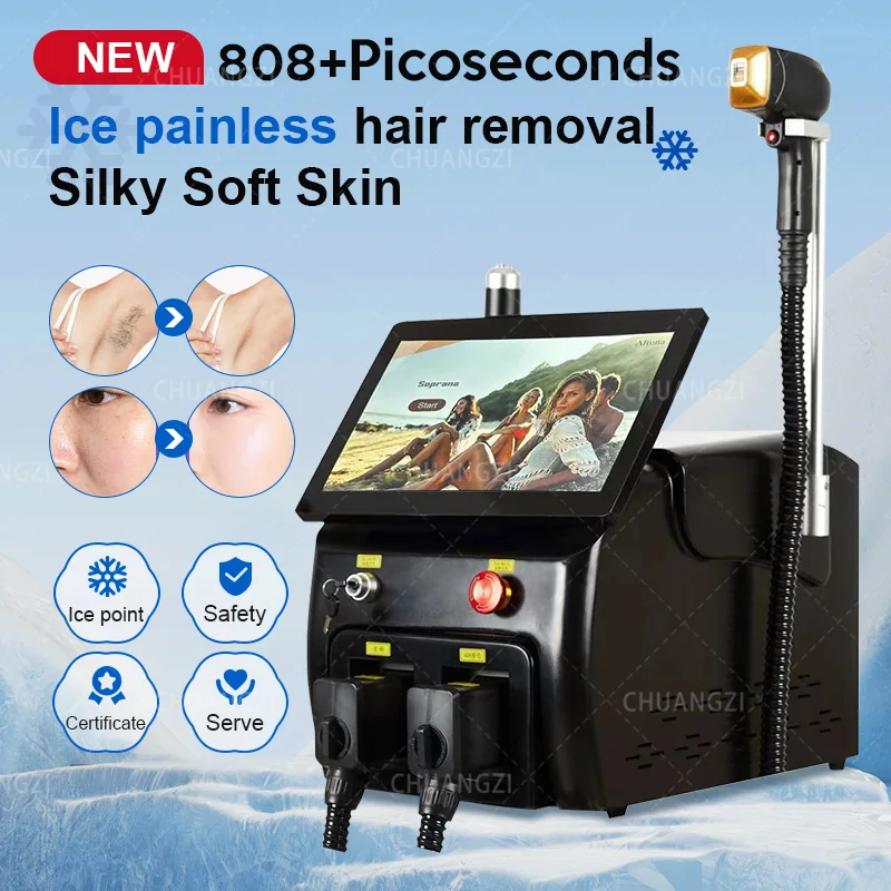 Picoseconds and 808nm Diode Hair Removal Machine 2 ln 1 Permanent painless Epilator Tattoo Removal Machine