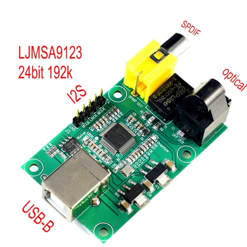 Decoding Board Decoding Board PC+Metal For LJM SA9123 USB To SPDIF Optical I2S Output 24BIT 192K Hifi SA9123L DAC