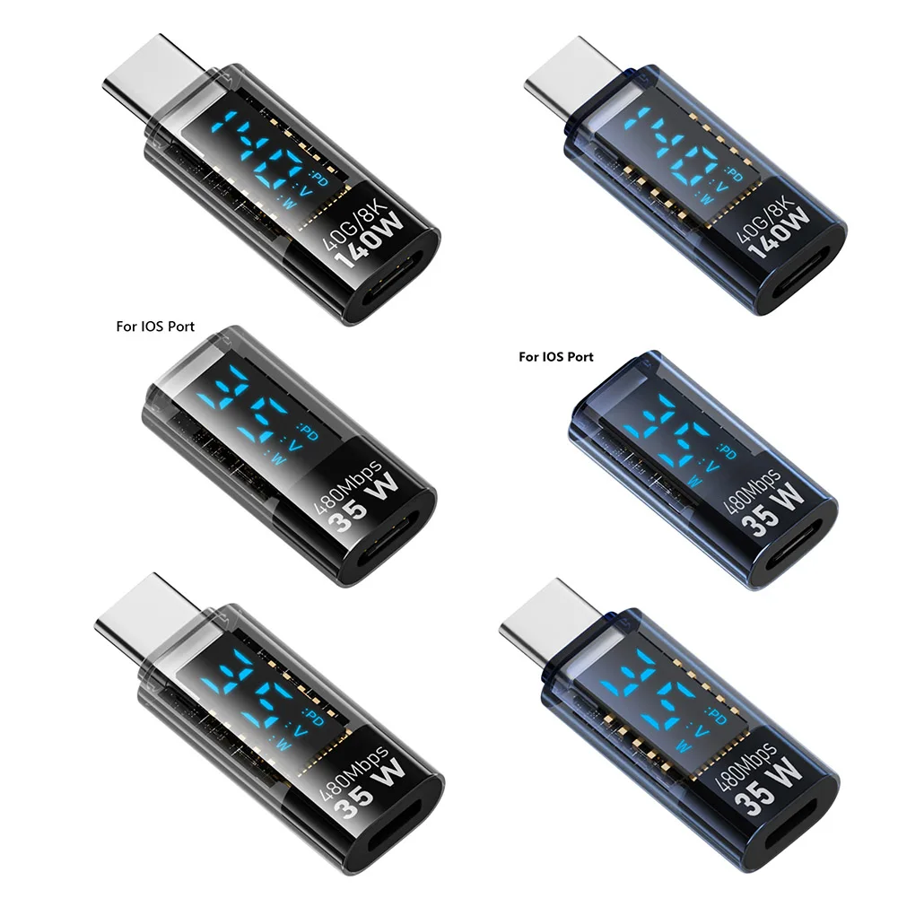 USB-C Male To USB-C Female Adapter PD140W LED Display Type C Power Meter Tester USB4.0 40Gbps 8K@60Hz USB C Extender for MacBook