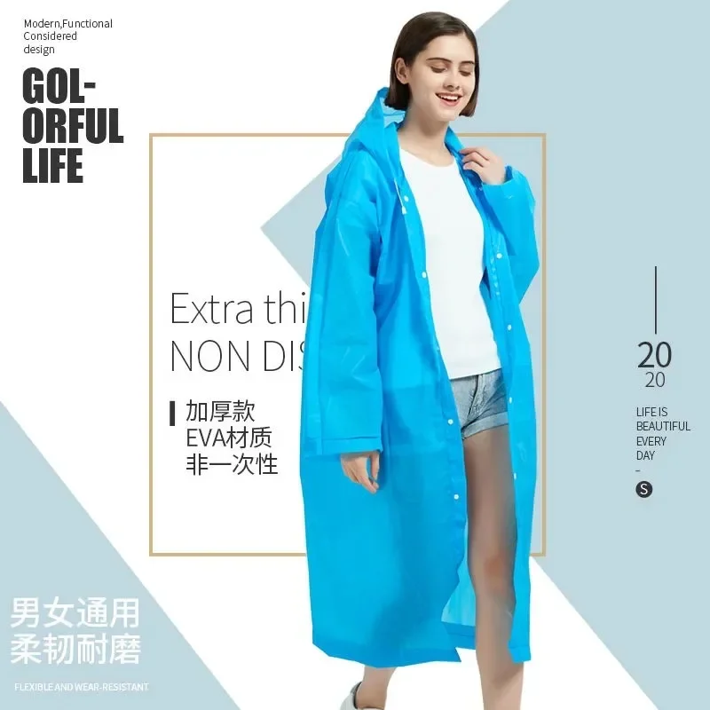 Adult Child Thickened Raincoat Women and Men Rain Coat Transparent Rainwear Conjoined Long Travel Hiking Plastic Rain Coat