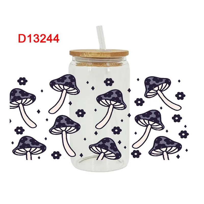 3D UV DTF Transfers Stickers 16oz Cup Wraps Plant Mushrooms Printed For DIY Glass Ceramic Metal Leather Etc. D13244