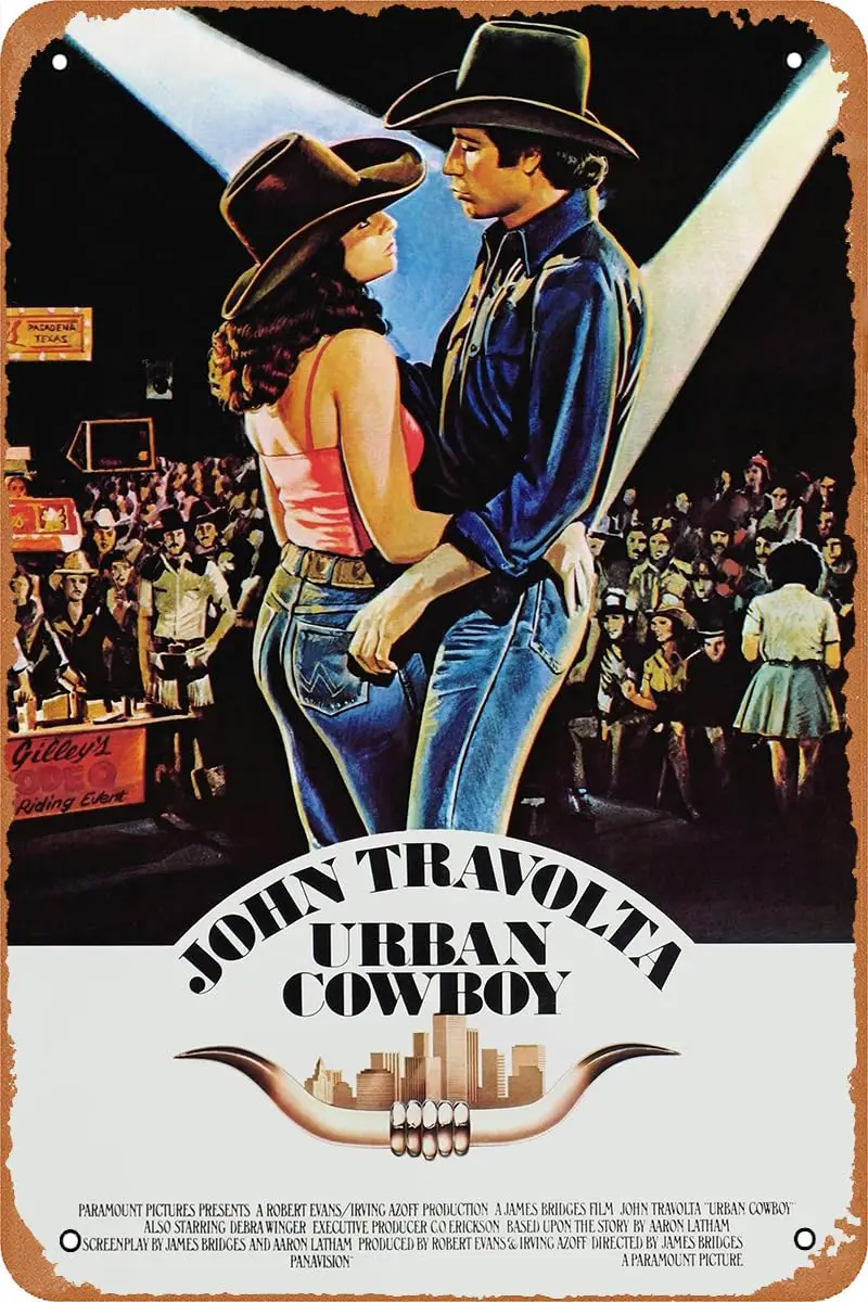 Urban Cowboy Movie Poster Vintage Tin Sign for Bar Office Home Wall Decor Gift Retro Metal Sign 12 X 8 inch sign