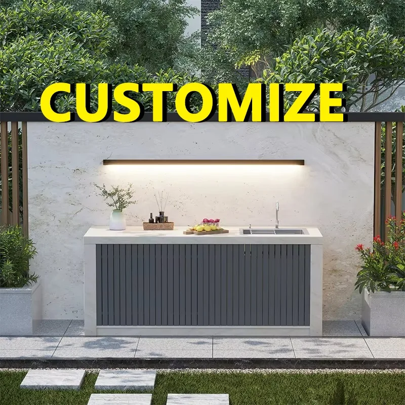 

Any Size Custom Durable Corrosion Resistant Aluminum Honeycomb Outdoor Sink Cabinet Backyard Garden Weatherproof Storage Organiz