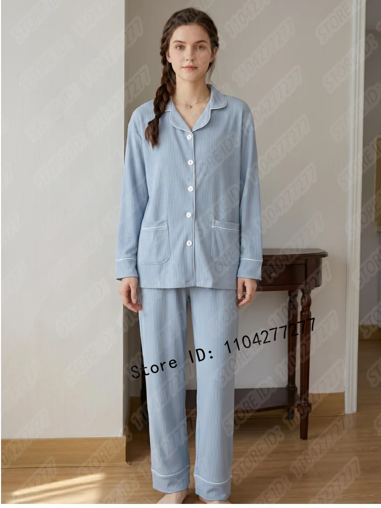 

Новинка весенне-осеннего сезона: женский комплект пижамы однотонного цвета с длинными рукавами, мягкий домашний костюм, повседневная одежда для сна и отдыха.