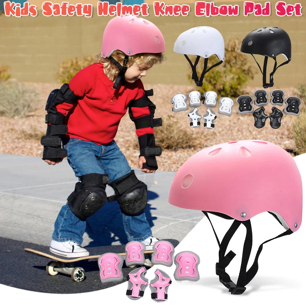 7 قطعة خوذة أمان التزلج الركبة وسادة الكوع مجموعة للأطفال قابل للتعديل الرياضة واقية مجموعة تروس مع نيبادس للسلامة الرياضية في الهواء الطلق