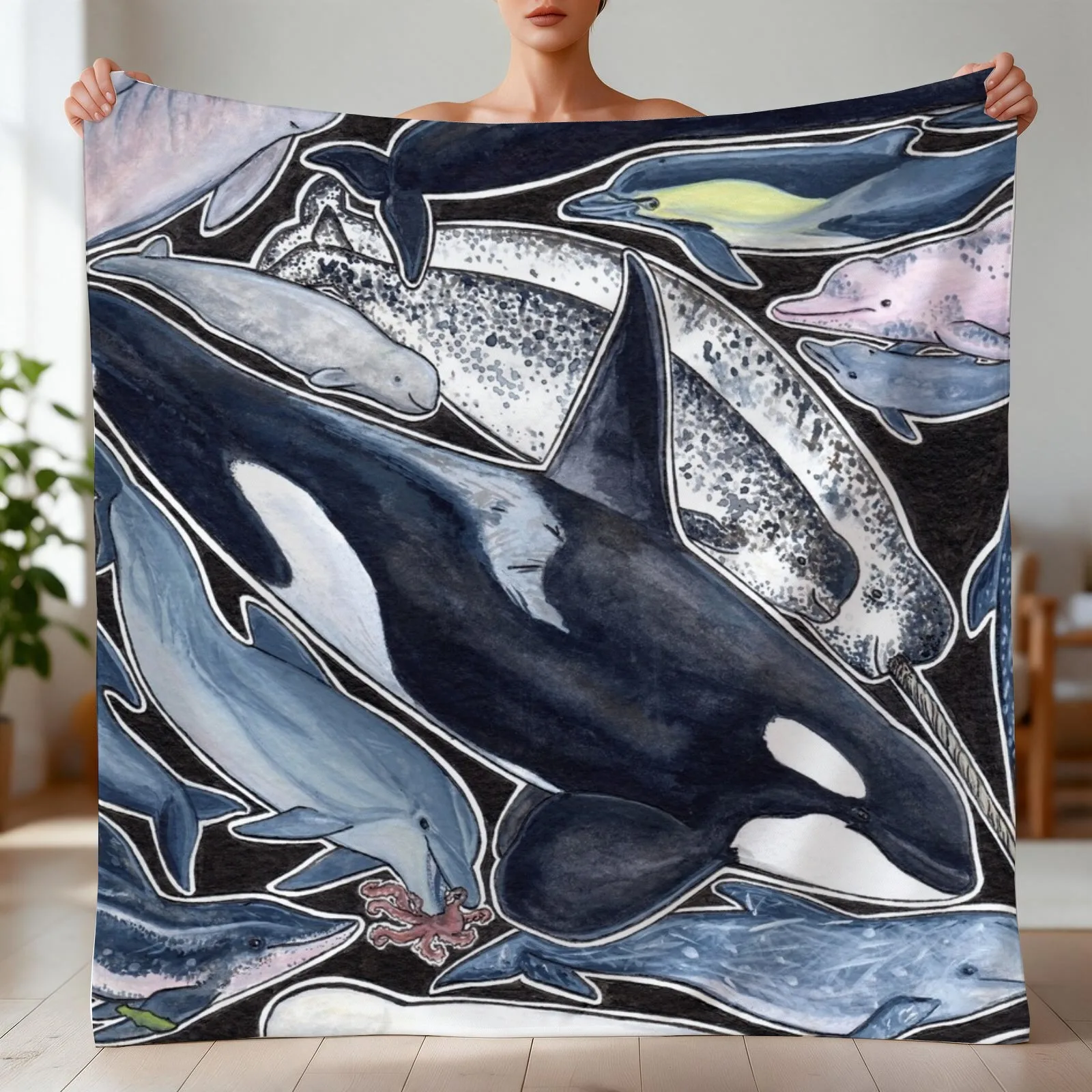 Dolphins, orcas, belugas, narwhals, and cie Throw Blanket Custom For Decorative Sofa christmas decoration Blankets
