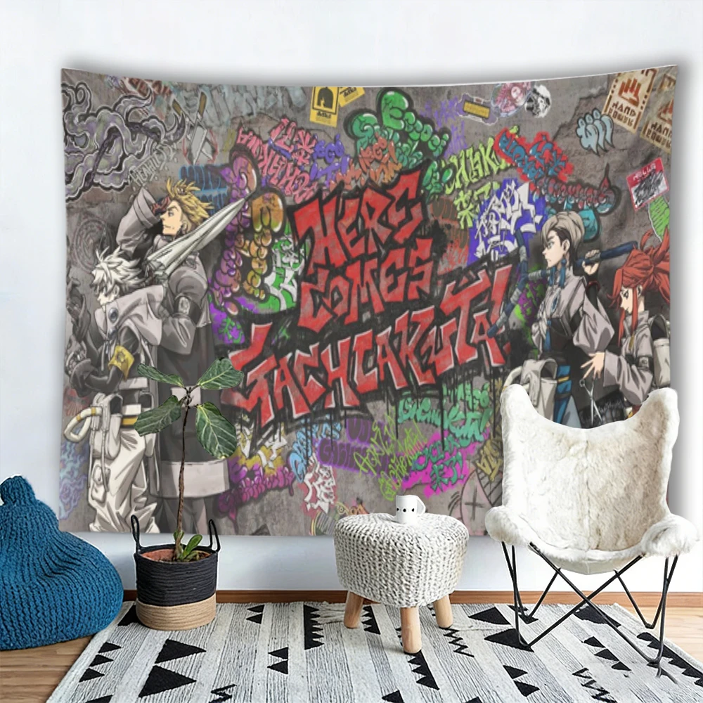 G-Gachiakuta Tapestry, Graffiti Style Anime Wall Hanging, Urban Street Art Tapestry for Bedroom Decor