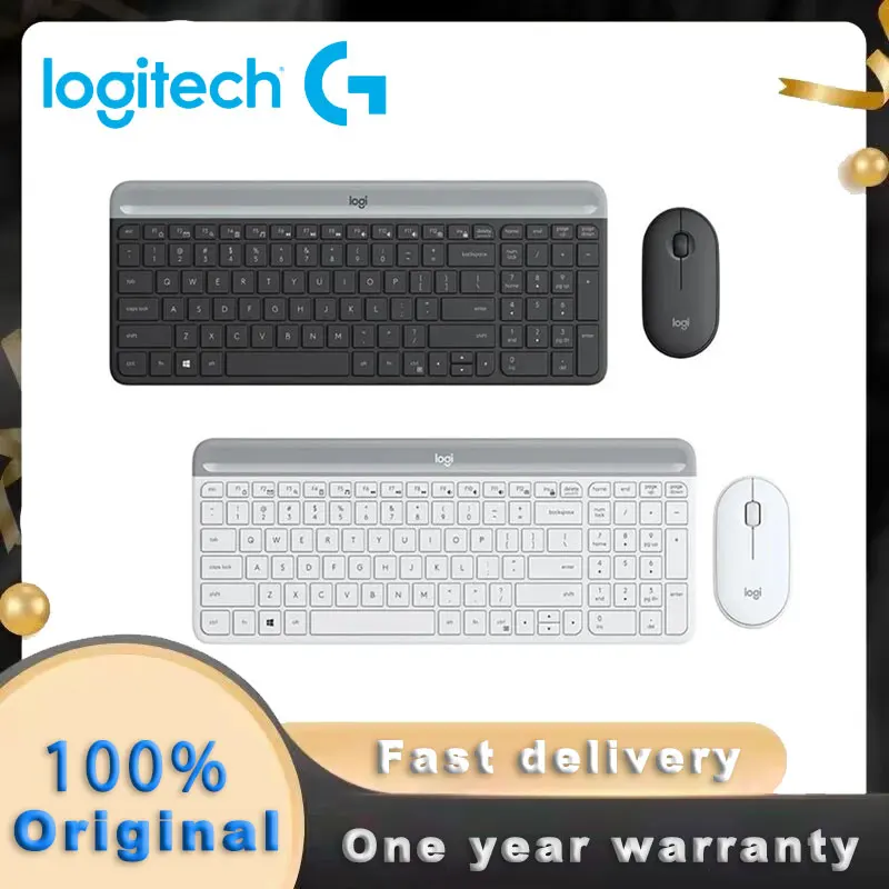 Logitech MK470 Wireless Keyboard Mouse Combo 1000DPI Optical Slim Keboards Pebble Mice 2.4 GHz For PC Laptop Office