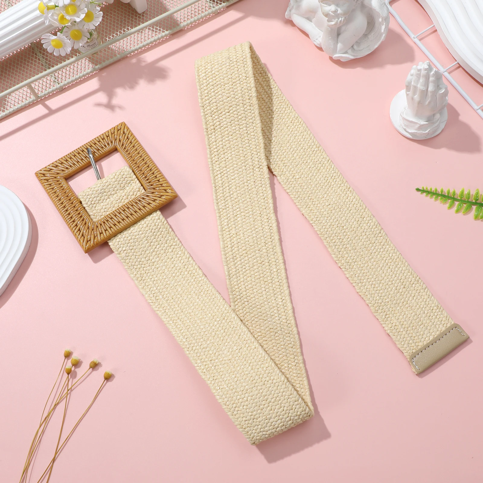 

Wide Waist For Women No Hole Weaving Adjustable Elastic Belt Dress Jeans Ladies Cummerbund Chic Decorative Fashion