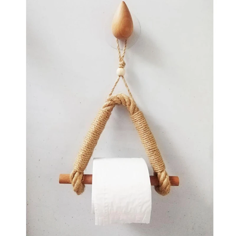 Roll Paper Holder Vintage Towel Hanging Rope Wall Mount Toilet Paper Rack Home Hotel Bathroom Accessories