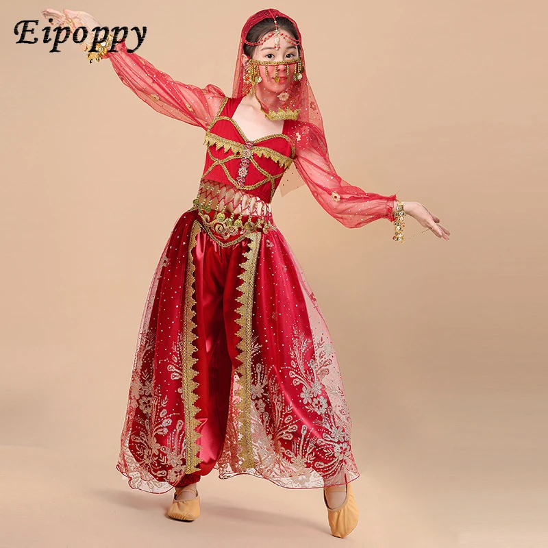 Children's Indian Dancing Dress Dunhuang Exotic Folk Dance Toddler Stage Performance Set