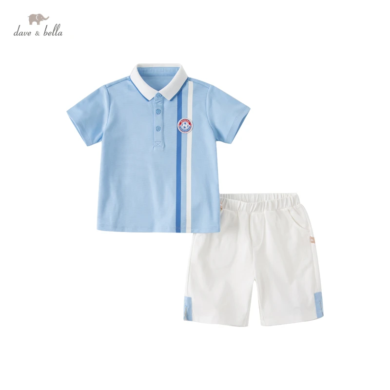 Dave Bella Boy's Sports Suit New Summer Children's T-Shirt Moisture Absorption Quick-Drying Two-Piece Set DB2234669