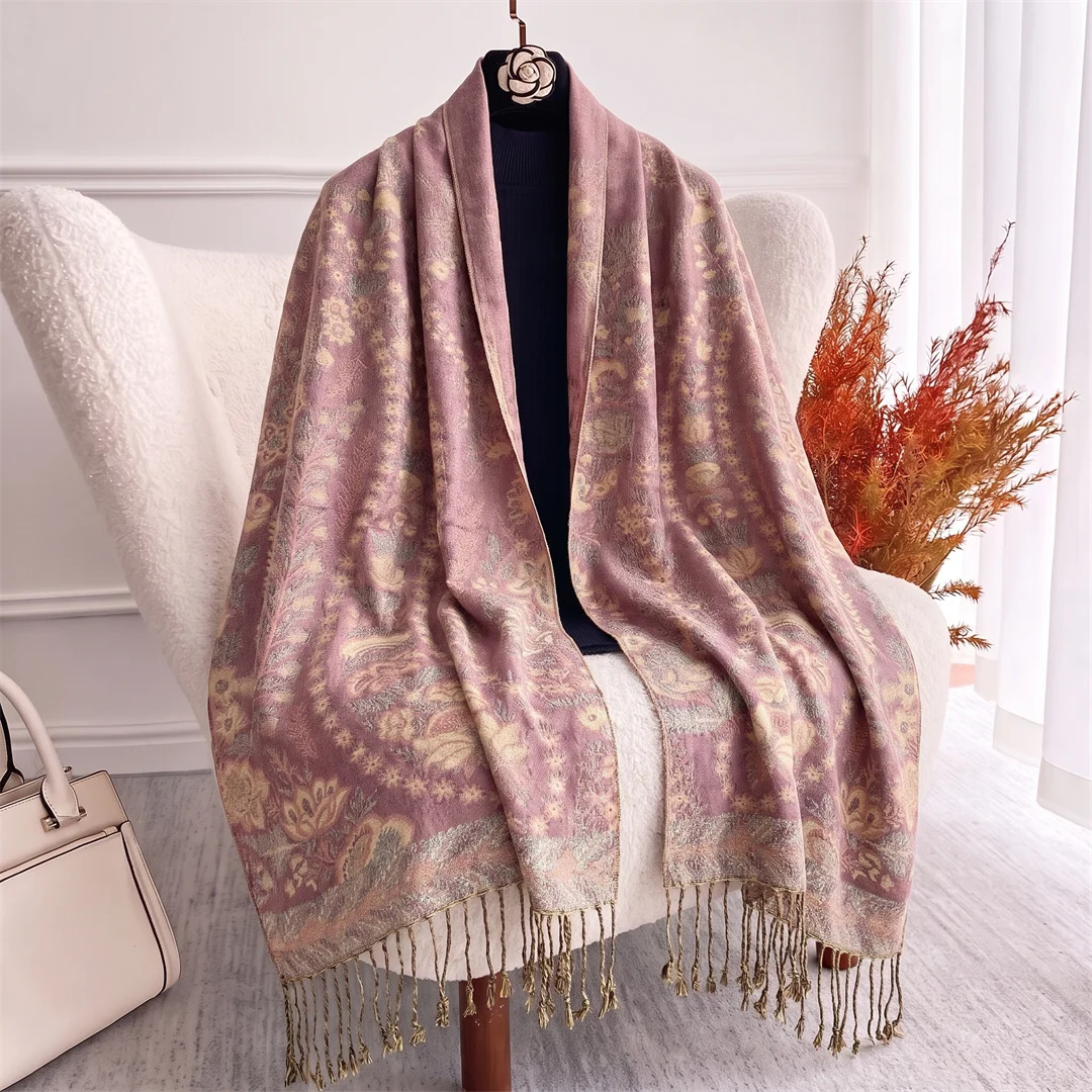Ladies Bohemian Vintage Jacquard Long Scarf Thin Woven Paisley Floral Shawl Lightweight Neck Wrap Scarf Stylish Outfit Accessory