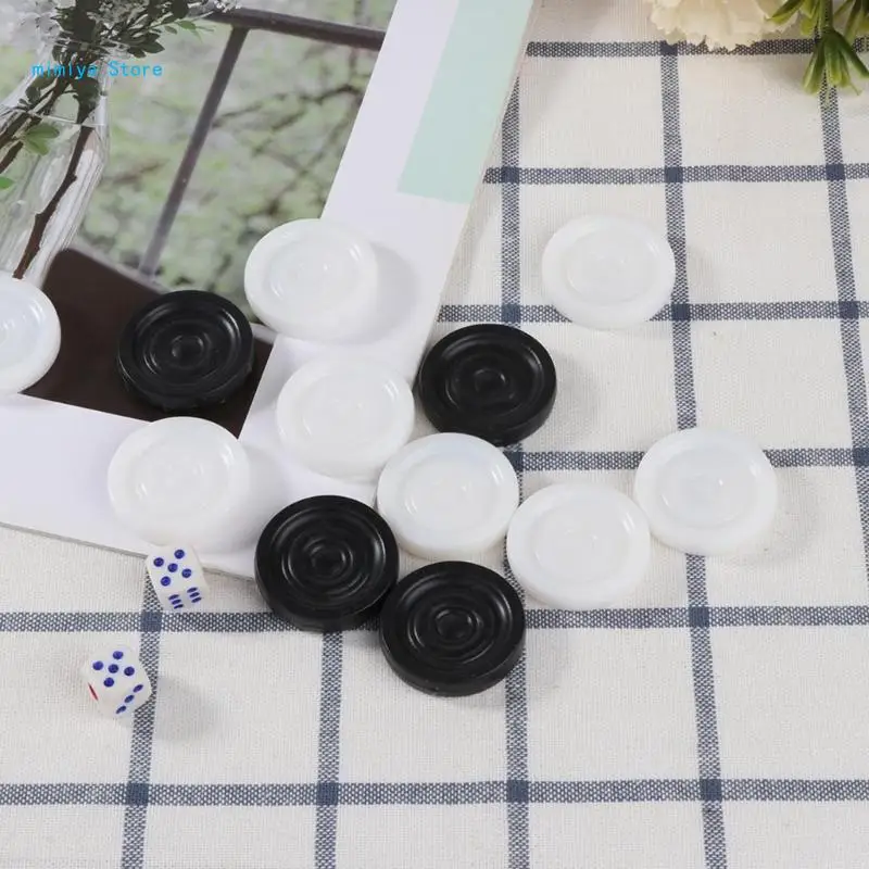 30Pcs/Set Plastic Black White Checkers Backgammon Chess Pieces with 2 Home Party Table Board Game Adults Kids