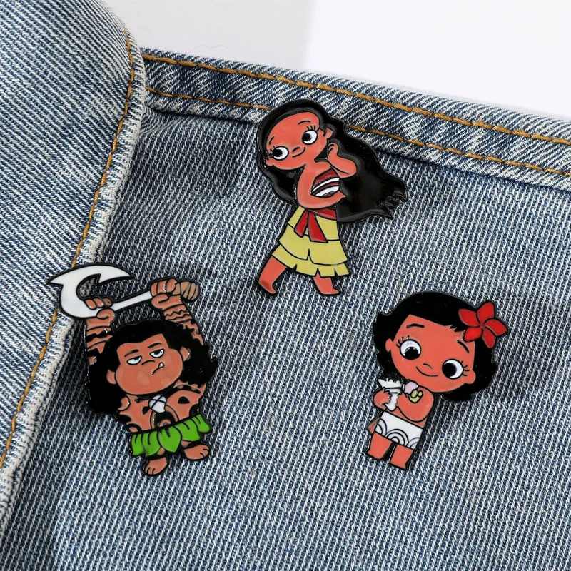 

Disney Movie Moana Brooches Handsome Cartoon Character Maui Enamel Pins Anime Badge Jewelry Backpack Clothing Accessories