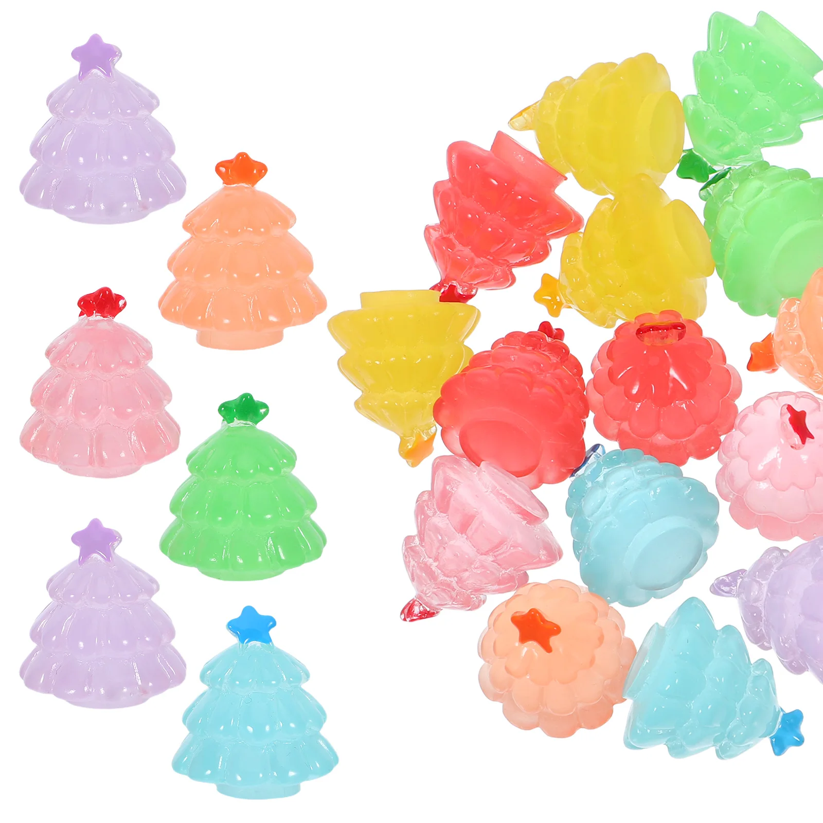 

21Pcs Glowing Mini Christmas Tree Landscape Resin Craft for Holiday Village Setup Night Light Micro Landscape Decor