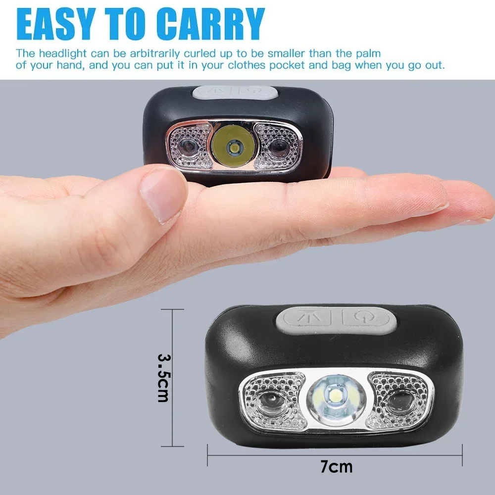 Mini USB Rechargeable LED Headlamp Body Motion Sensor Headlight Camping Flashlight Head Portable Camping fishing Headlight