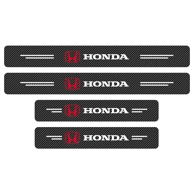 4pcs Carbon Fiber Car Sticker Auto Door Threshold Scratch Waterproof For Honda Civic Accord CRV HRV Fit Jazz City Odyssey Vezel