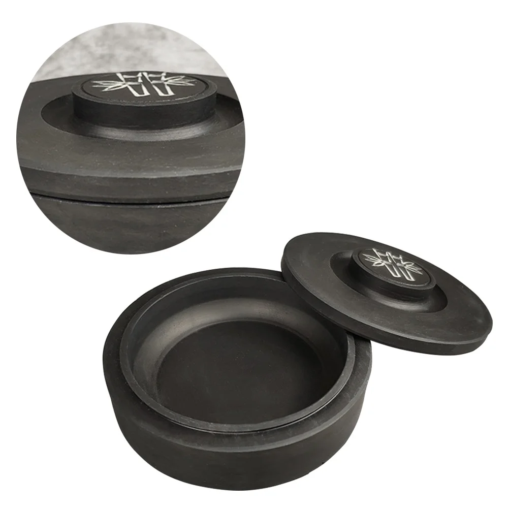 1pc 4 Inch Round Yan Inkstone Chinese Traditional Calligraphy Smooth Surface For Beginners With Cover Painting