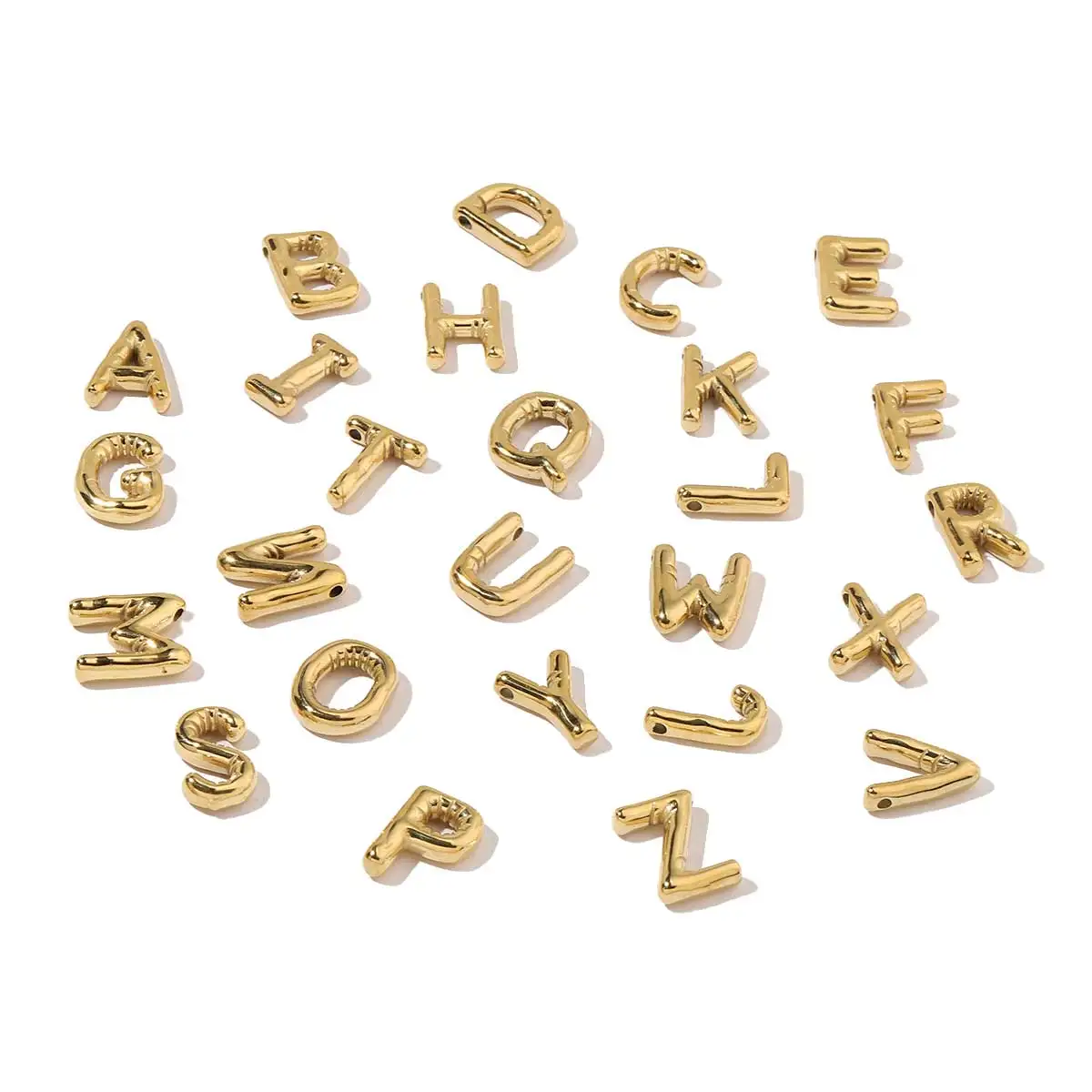 26pcs/Lot Stainless Steel Gold Color Alphabet Charm A-Z Capital Whole 26 Letters Pendant for DIY Jewelry Making Accessories