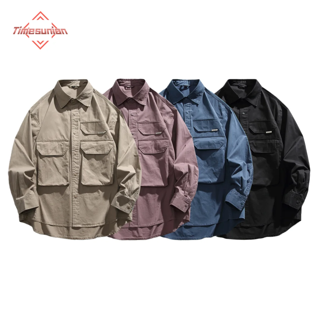 

Свободные повседневные рубашки-карго с длинными рукавами большого размера, мужская уличная одежда Cityboy, модная рубашка больших размеров из стираного хлопка, блузка