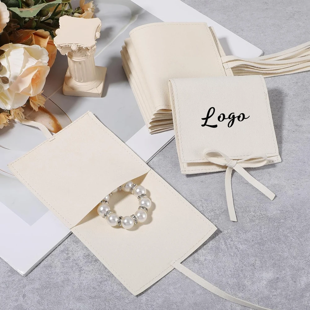

Bulk Luxury Microfiber Suede Velvet Bag Custom Jewelry Pouch DIY Logo Earrings Rings Necklace Dust Storage Bags With Compartment