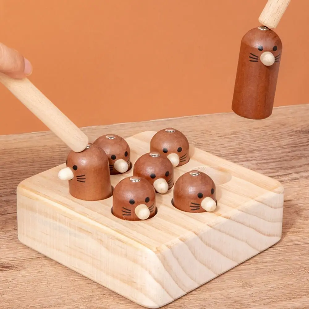 Wooden Hammering Pounding Toy Early Education Interactive Magnetic Pounding Game Puzzle Parent-child