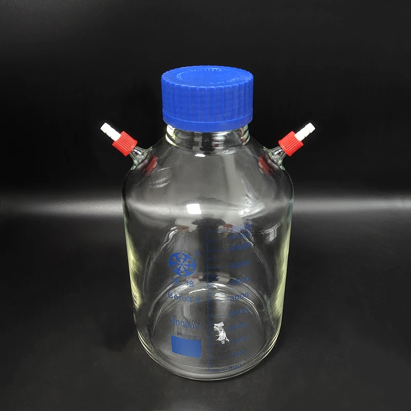 

FAPE Reagent bottle,Blue screw cover GLS80mm,Double upper detachable small nozzle GL14mm,Borosilicate glass 5000mL,Plastic Lid