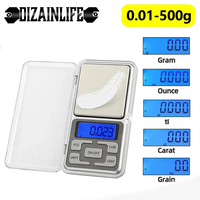 0.01g/500g Mini Electronic Scales High Precision Digital Scale for Jewelry Suitcases Travel Scale Pocket Mini Scale for Kitchen