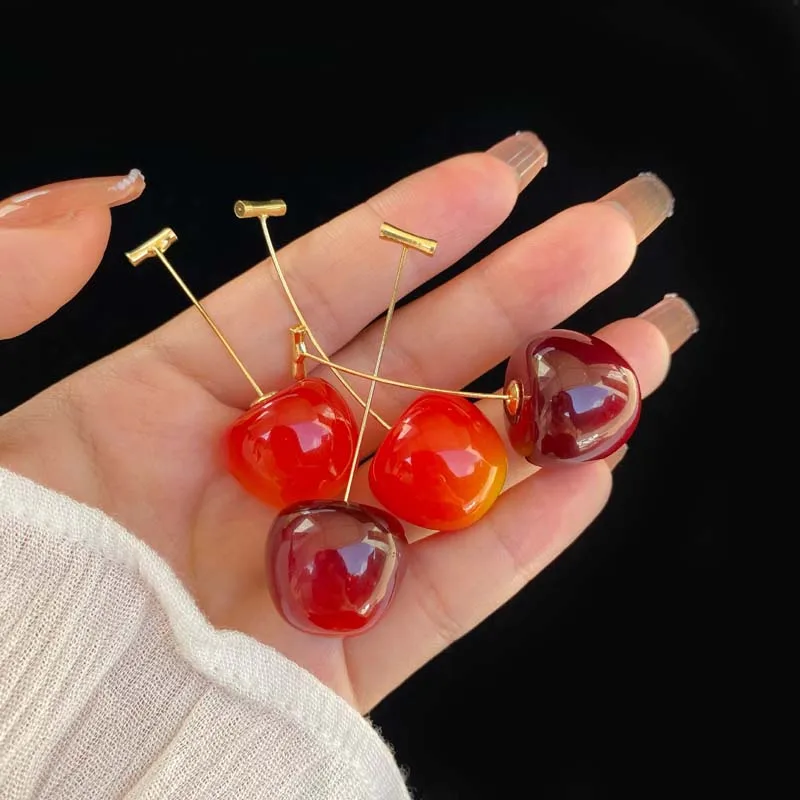 Small Fresh Sweet Lovely Cherry Cherries Cherries Earrings Pendant Fruit Earrings Red Cherry Earrings Charm Jewelry