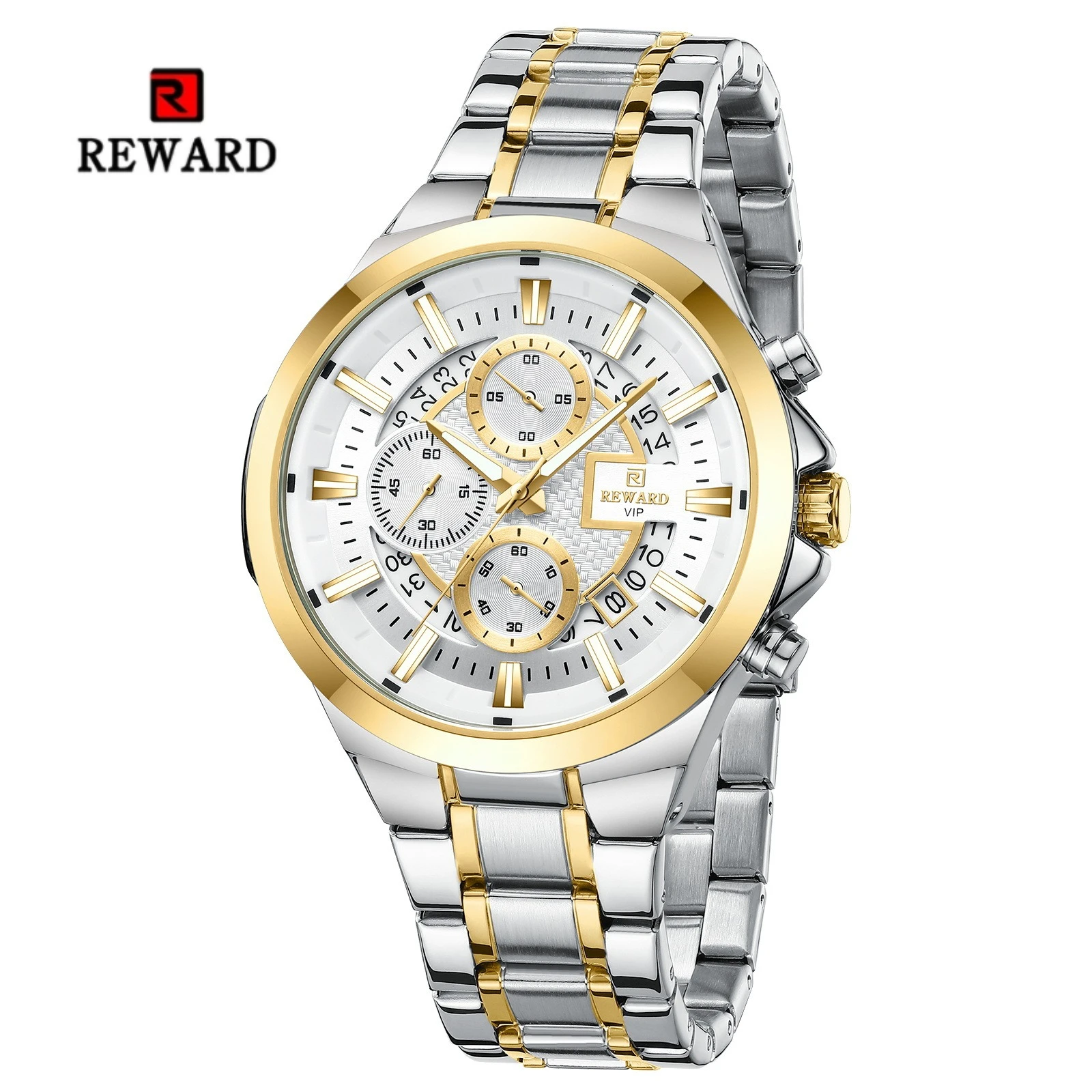 

Reward 812269M Роскошные кварцевые мужские часы со стальной полосой, многофункциональные светящиеся водонепроницаемые часы с хронографом и календарем для мужчин