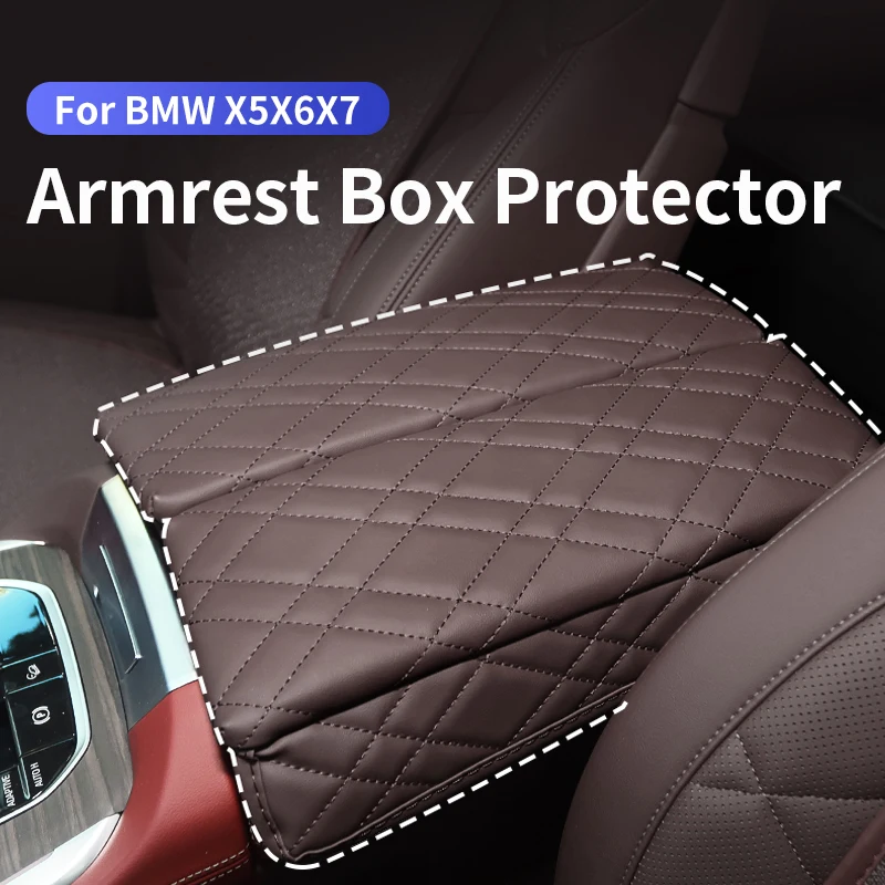 Car Center Console Armrest Box Cover PU Leather Arm Rest Protection Cushion For BMW X5 X6 X7 G05 G06 G07 Left Hand Drive Only