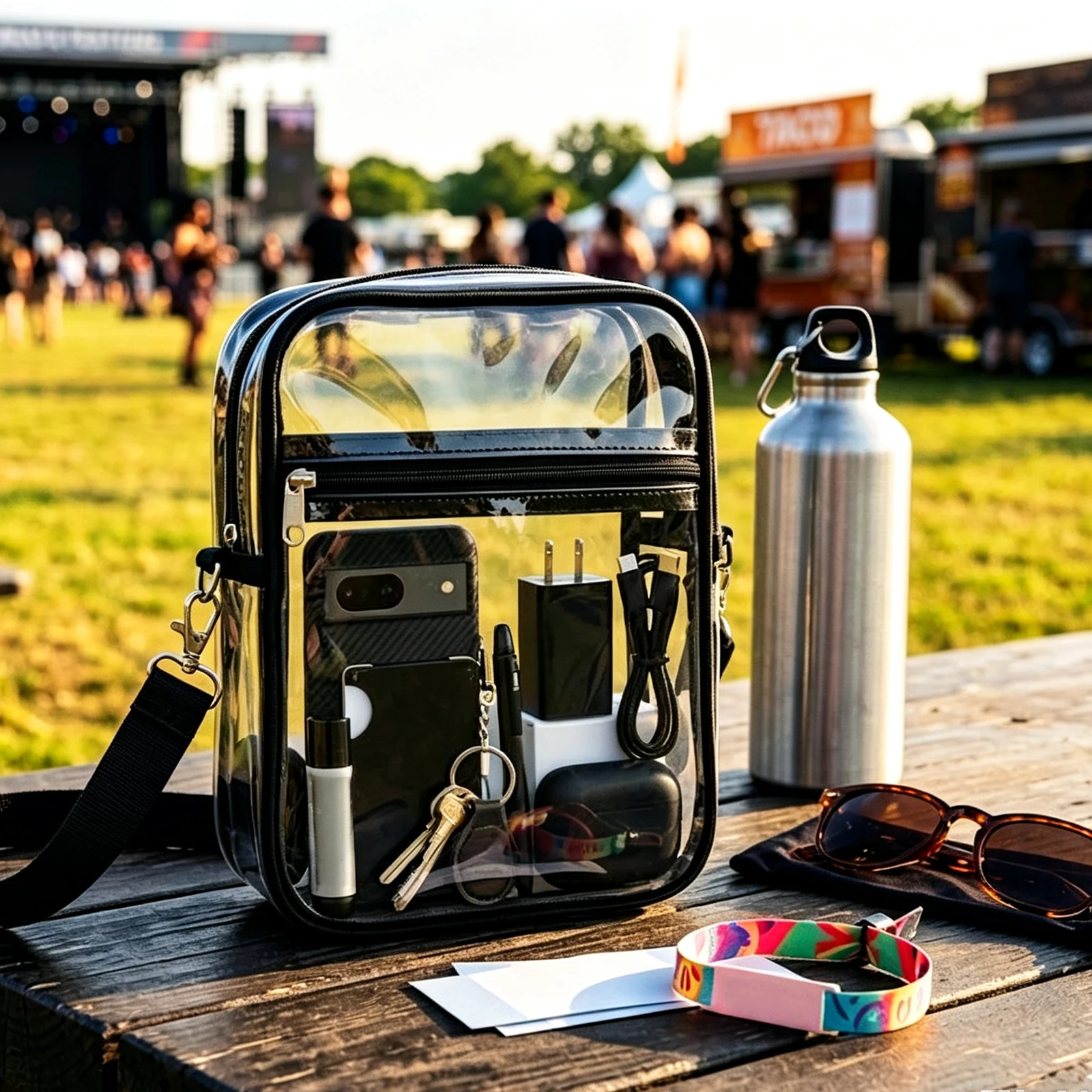 Clear Stadium Bag Approved Clear Crossbody Purse Waterproof PVC Concert Festival Bag Adjustable Strap with 2 Extra Color Straps