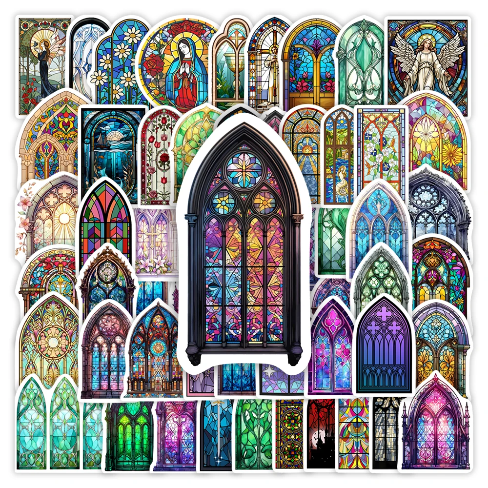 Aquarell-Fensteraufkleber aus Buntglas, dekorativer Graffiti-Aufkleber, DIY-Geschenk, Spielzeug für Sammelalbum, Laptop, Gepäck, Flasche, wasserdicht