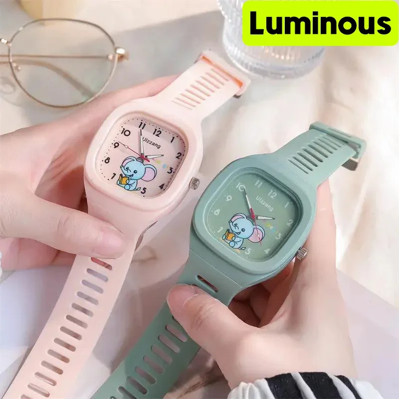 New Cute Kids Watch Fashion Gift Watch for Student/Kids with Luminous Cartoon Elephant Girls New Year Gift Children Watch