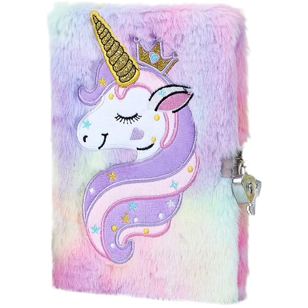 

Plush Diary Kids Notebook with Lock Notebooks Lockable Magazine Travel The