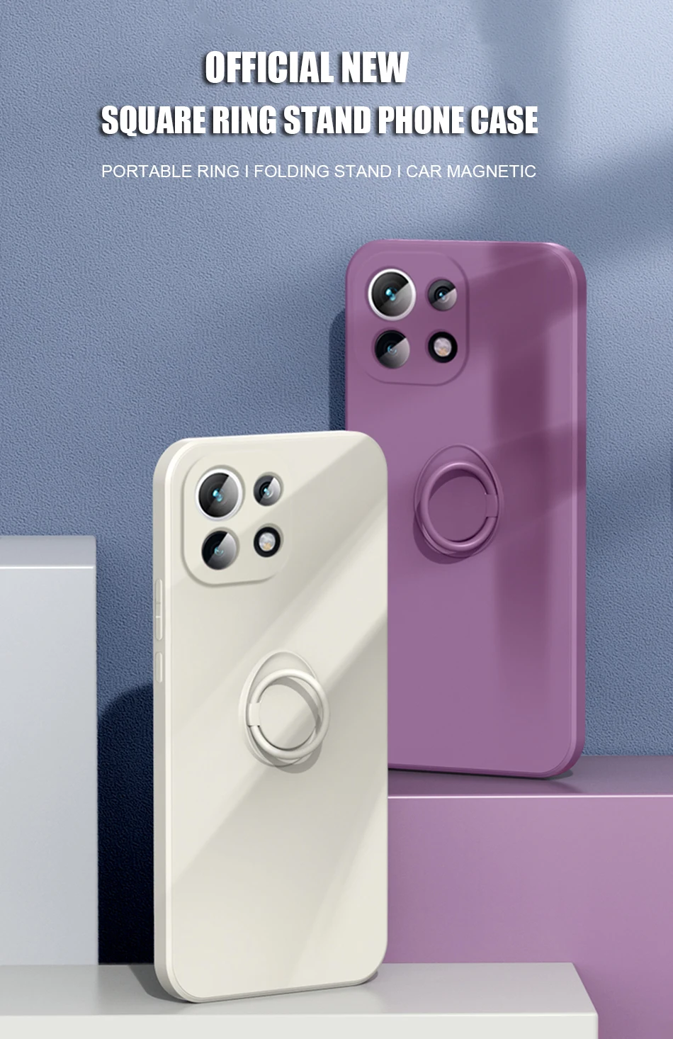Ringhalter-Hülle für Xiaomi Redmi Note 15 14 13 12 11 10 Pro 12C 11S A1 Mi 14T 10T 11T 12T 13T Flüssigsilikon Magnetische Abdeckung – Detail 1
