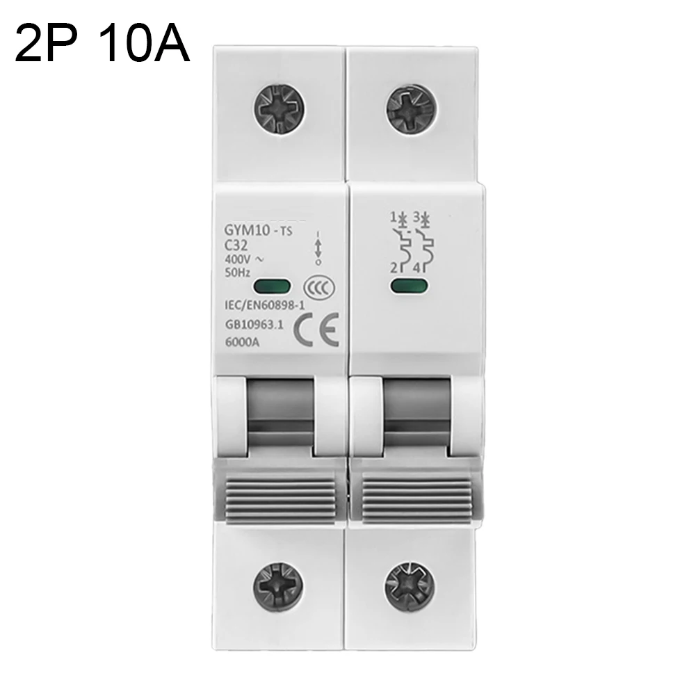 AC Mini Circuit Breaker MCB 2Pole 6/10/16/20/25/32/40/50/63A 6kA Curves Switch For AC Systems Easy To Install