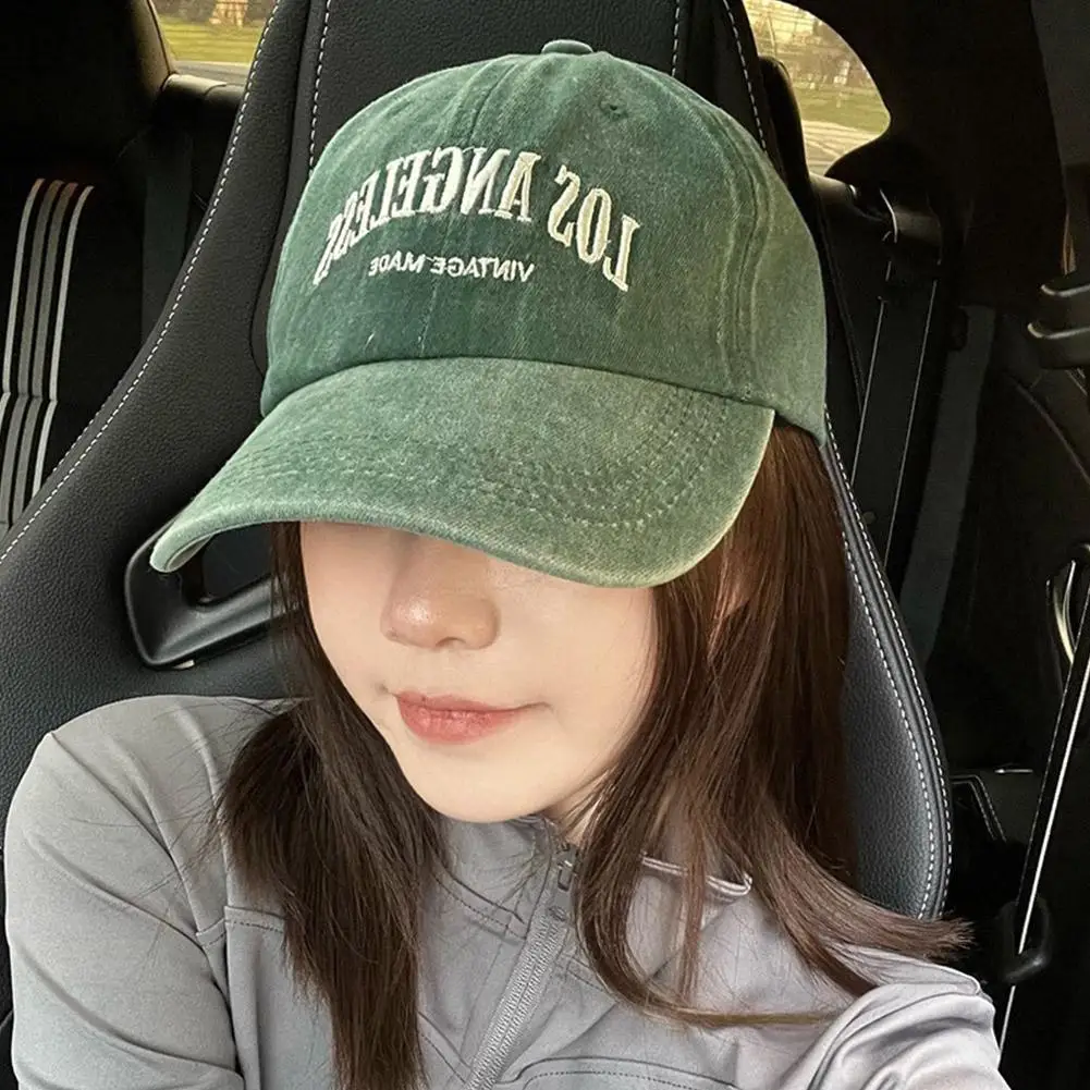 Embroidered Baseball Cap Washed Old Letter Embroidered Hat Outdoor Baseball Sports Hat Women's Cap Men's Screen Base Caps