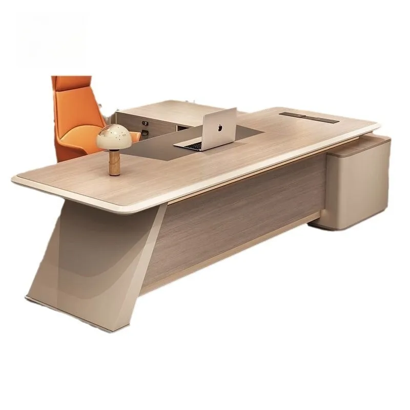 

New simple and modern manager's office president's desk, office boss desk, light luxury paint table