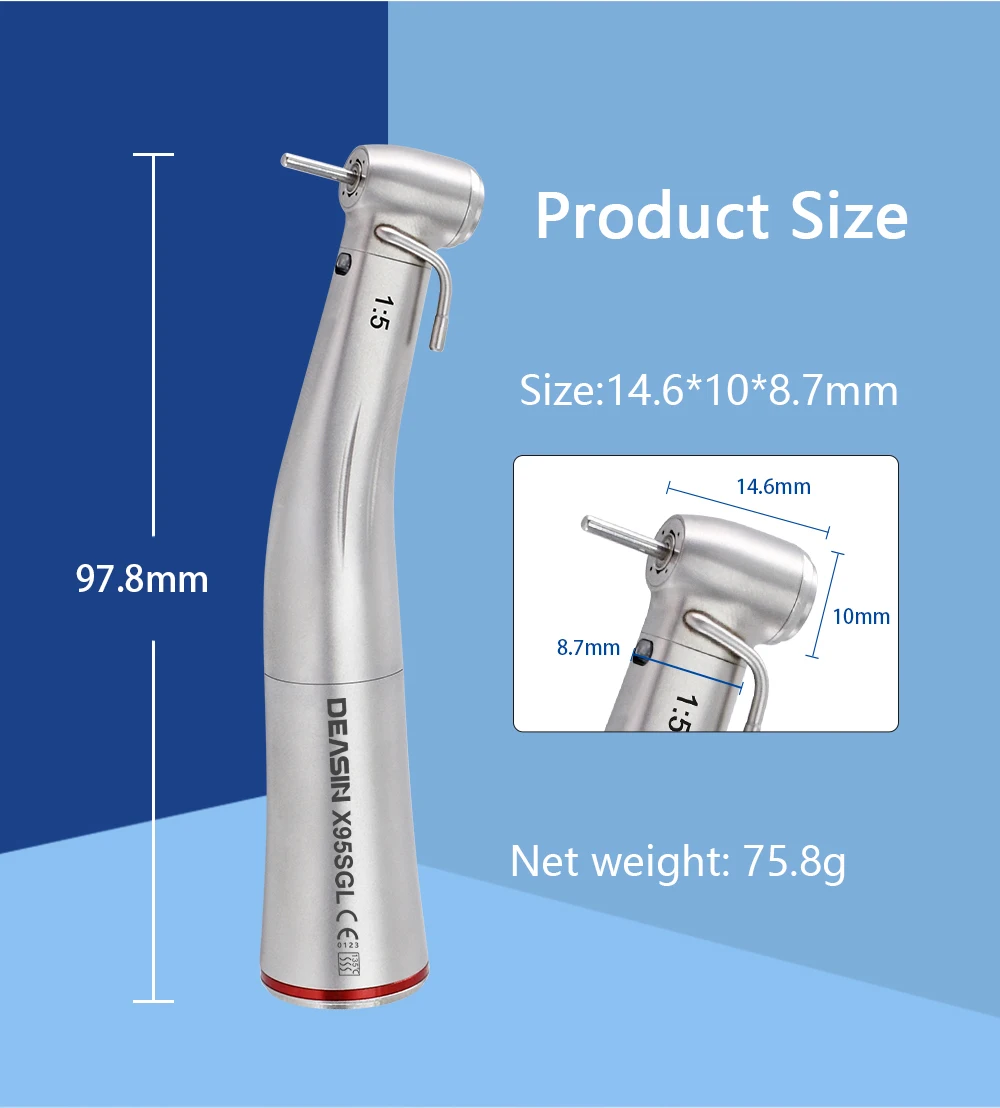 DEASIN Dentalchirurgisches Material 1:5 Vergrößerndes LED-Kontrawinkelstück mit externer Wasserirrigation für Implantate – Detail 2