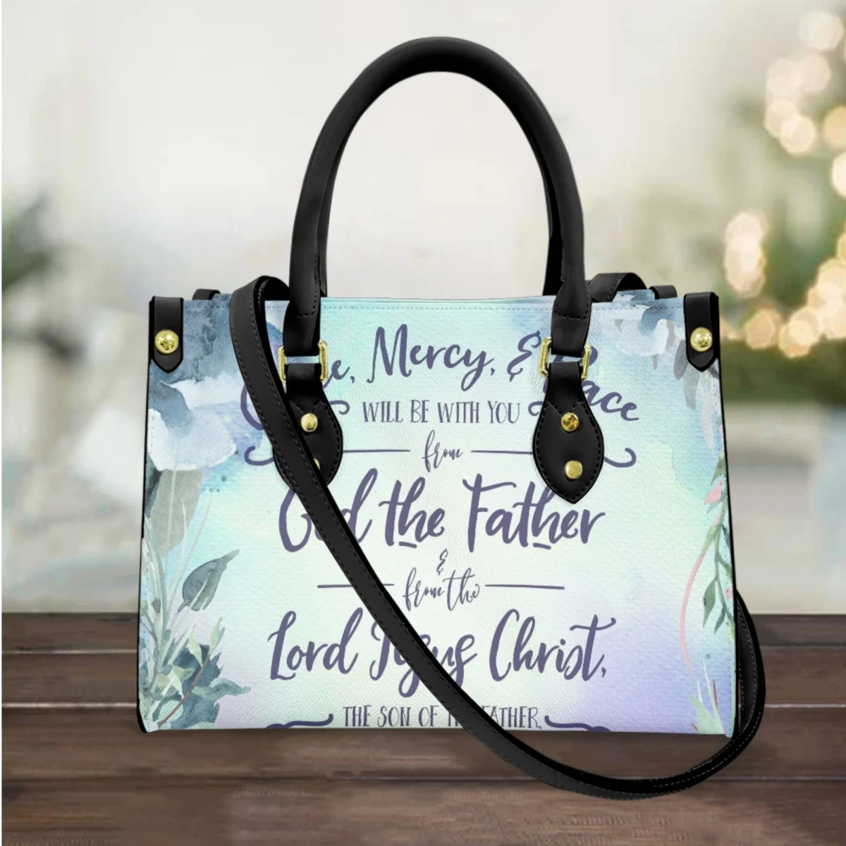 

FORUDESIGNS Scripture Christian Handbags For Women's Bible Letter Flowers Ladies Tote Bags Trendy Classic Evening Bag Unique