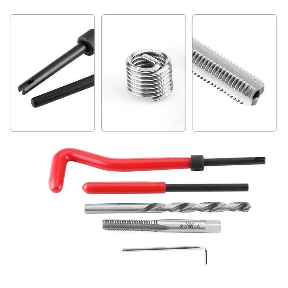 15/20/30pcs 세트 미터 나사 수리 삽입 키트 자동 수리 도구 액세서리 M5 M6 M8 M10 M12 M14 Helicoil 자동차 프로 코일 도구