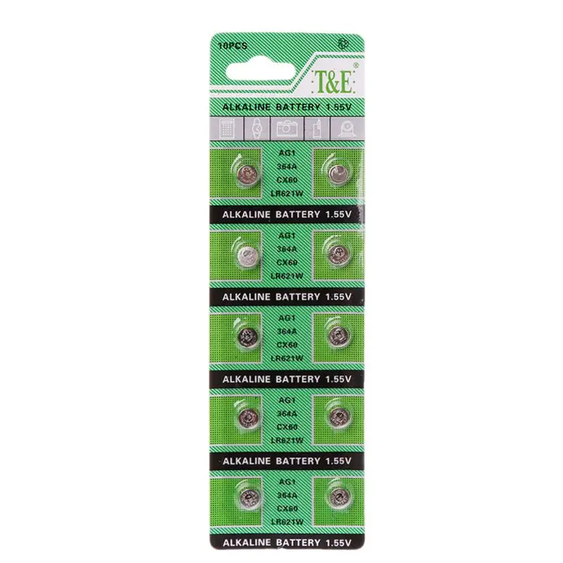 10PCS Watch Battery AG1 1.55V 364 SR621SW LR621 621 LR60 CX60 Alkaline Button Coin Cell Batteries for Watches