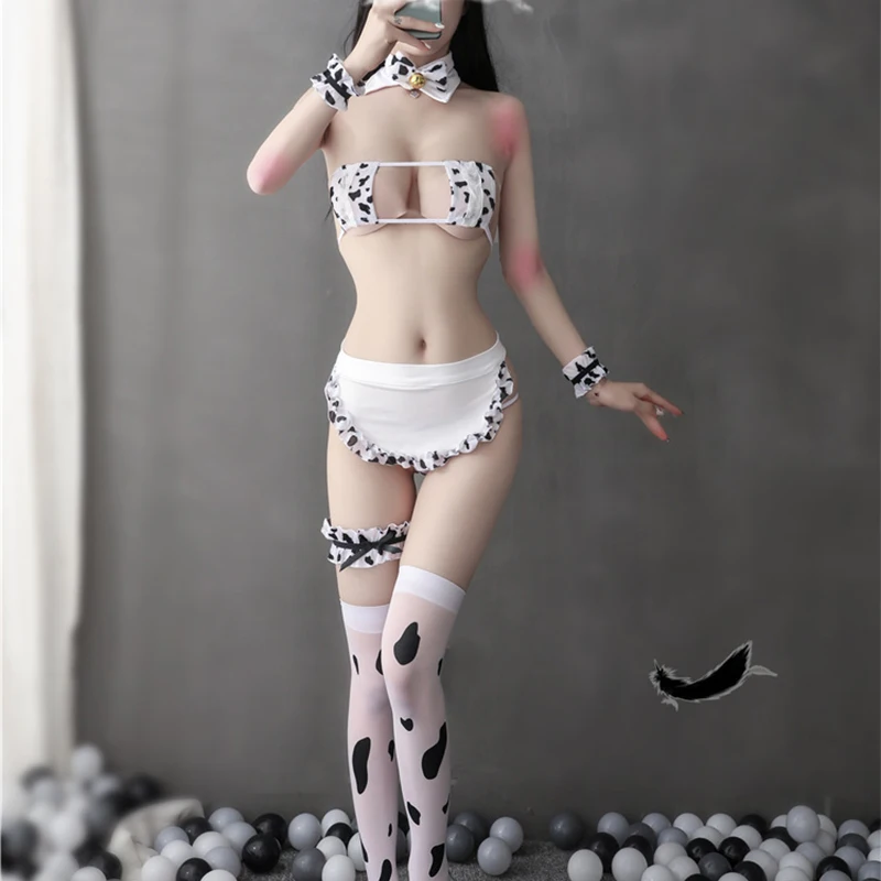 

Women Sexy Lingerie Playful Cute Cow Maid Uniform Seductive Sexy Cosplay Suit Sexy Skirt Maid Cosplay Plus Size Cosplay