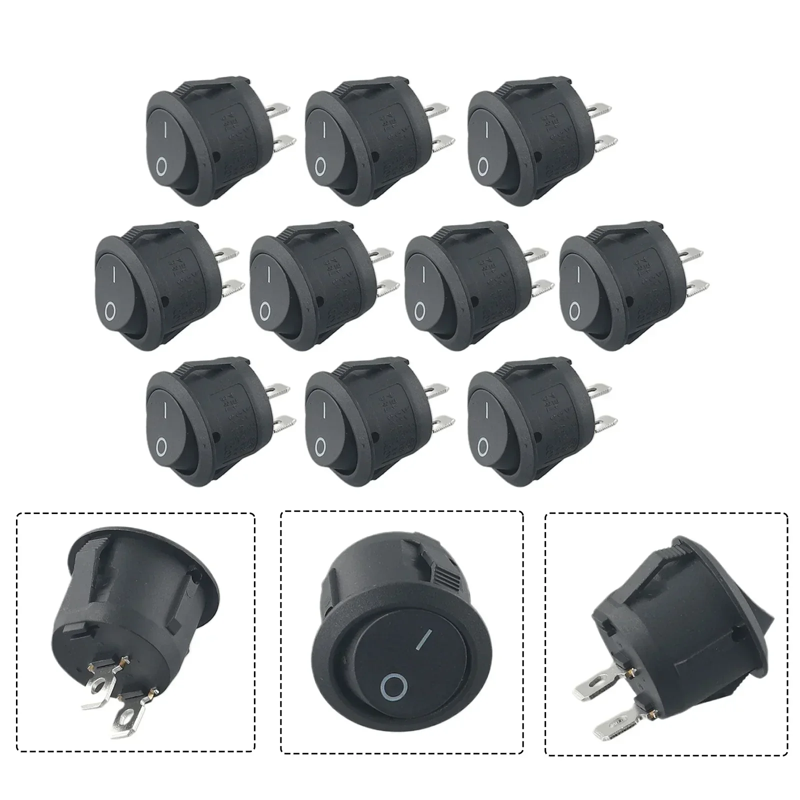 10pcs Car Interruptor 12v Campers Round Rockers Switch ON OFF 2 Pin SPST Van Caravan Boats Motorhome Switches Camper Accessories