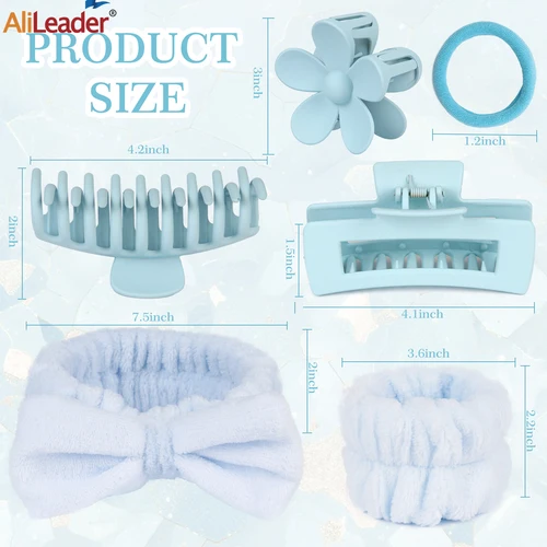 Imagen 2 del producto Juego de diadema Facial de 16 Uds., diadema y pulsera de Spa con pinzas en forma de garra para el pelo de flores, accesorios para el cabello para mujeres y niñas, rosa y negro