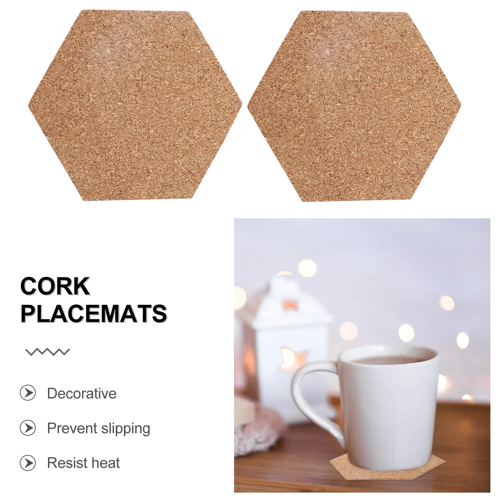 10Pcs Hexagonal Wooden Cork Board Heavy Duty Wall Hanging Bulletin Board for Photos Notes Calendars Menus Reminders Display