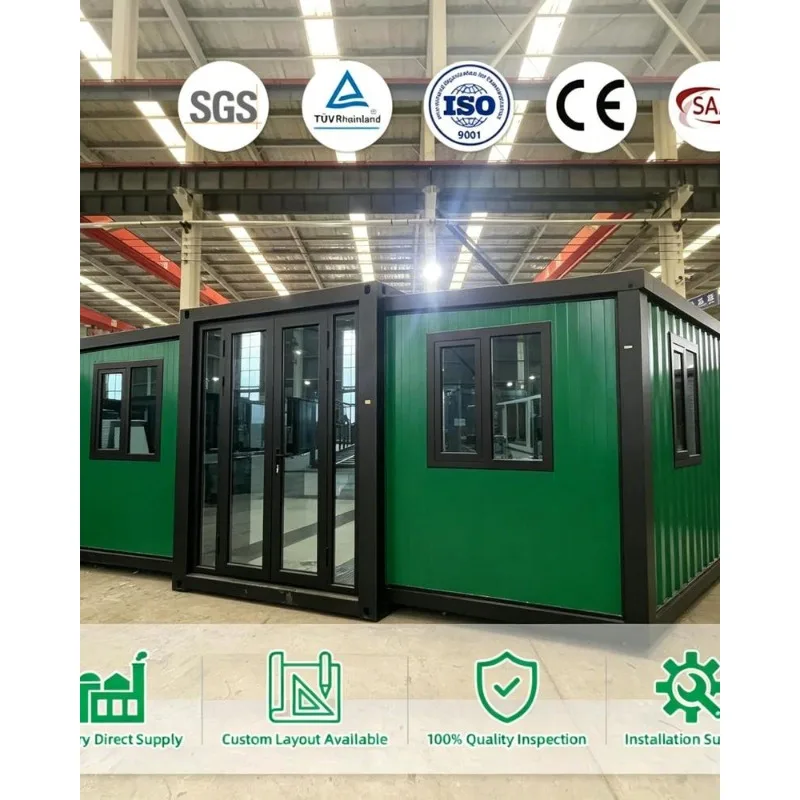 Heavy Duty 20ft Expandable Container House Foldable Prefab Home Flat Pack Modular Tiny Villa For Construction Site Camp
